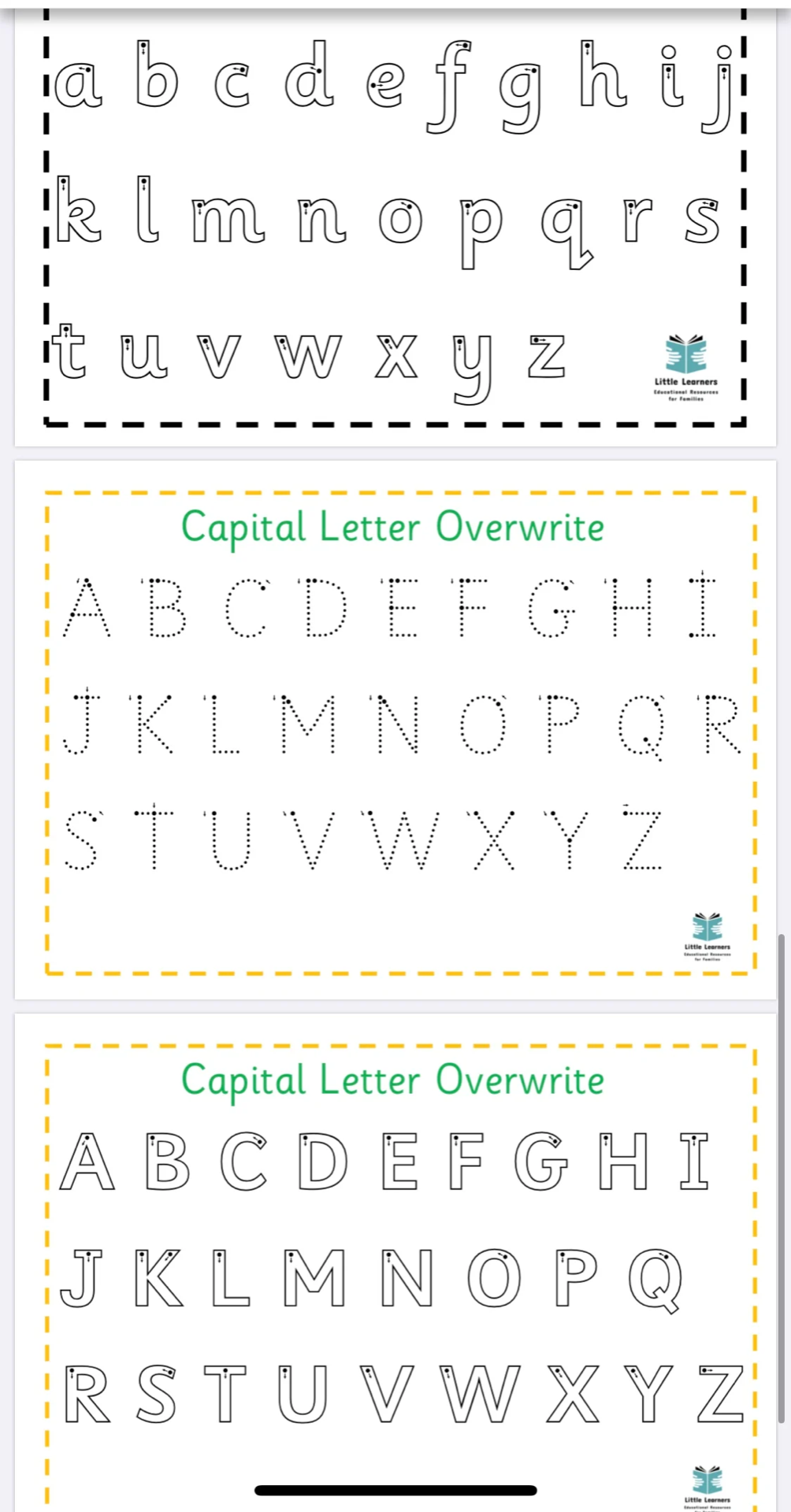 Digital downloads — printable learning cards and activities