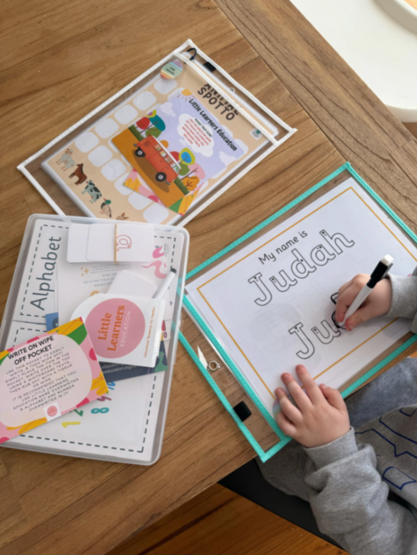 The Ultimate Learning Pack in use — letters, numbers and hands-on activities